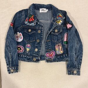 Lola & the Boys Kids Denim Jacket with Colorful Patches